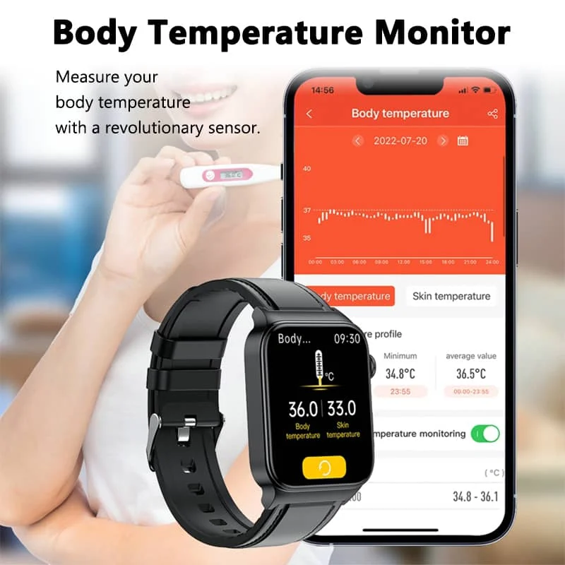 All-in-One Health Monitoring Smartwatch with ECG & Blood Glucose Tracker | Fervei