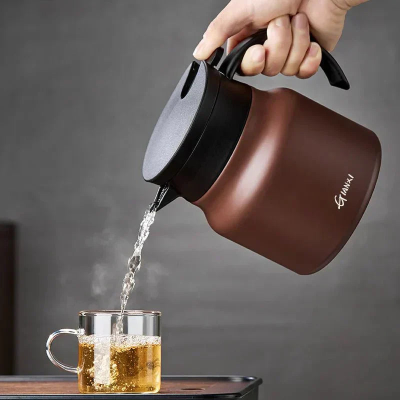 NovaTea Teapot With Built In Infuser Ceramic Body And Stainless Steel Liner