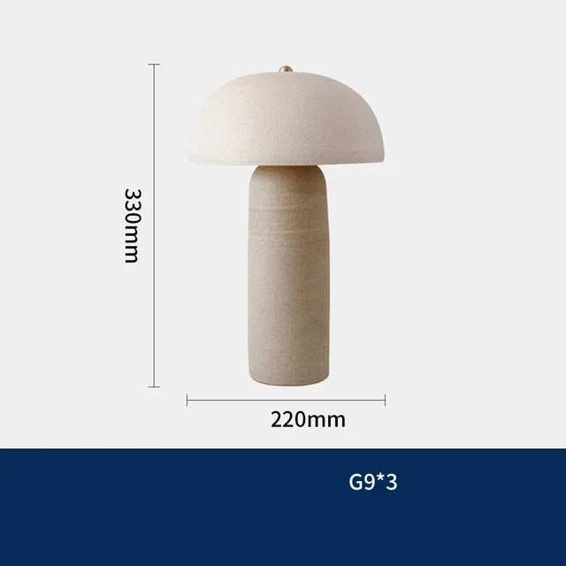 Aurora Mushroom Antique Table Lamp With Fabric Shade