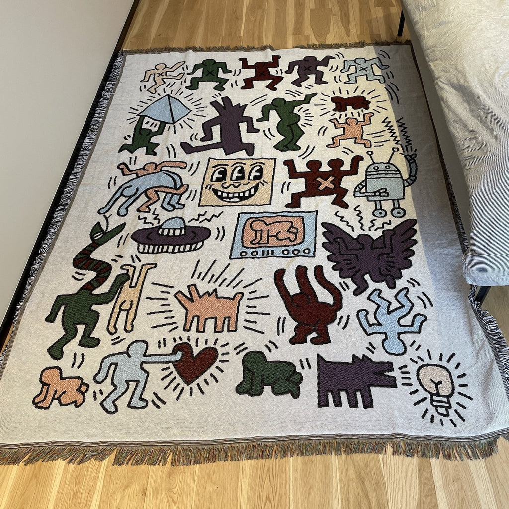 Keith Haring Jigsaw Puzzle Throw Blanket For Cozy Room Decor