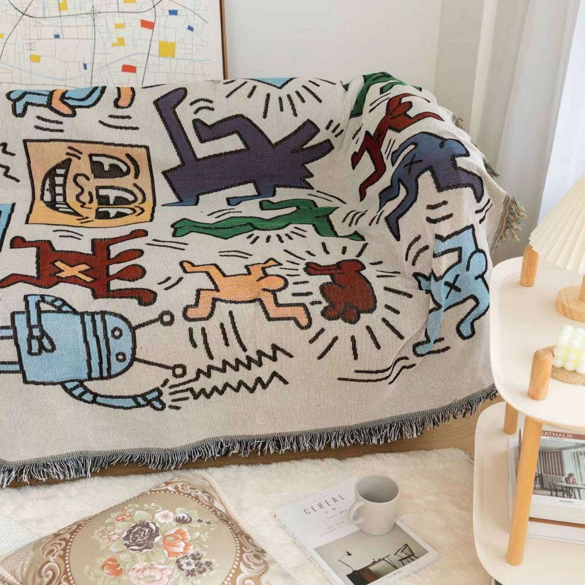 Keith Haring Jigsaw Puzzle Throw Blanket For Cozy Room Decor