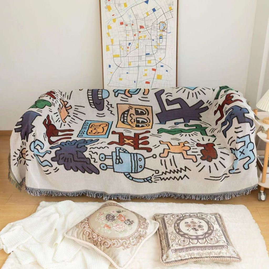 Keith Haring Jigsaw Puzzle Throw Blanket For Cozy Room Decor