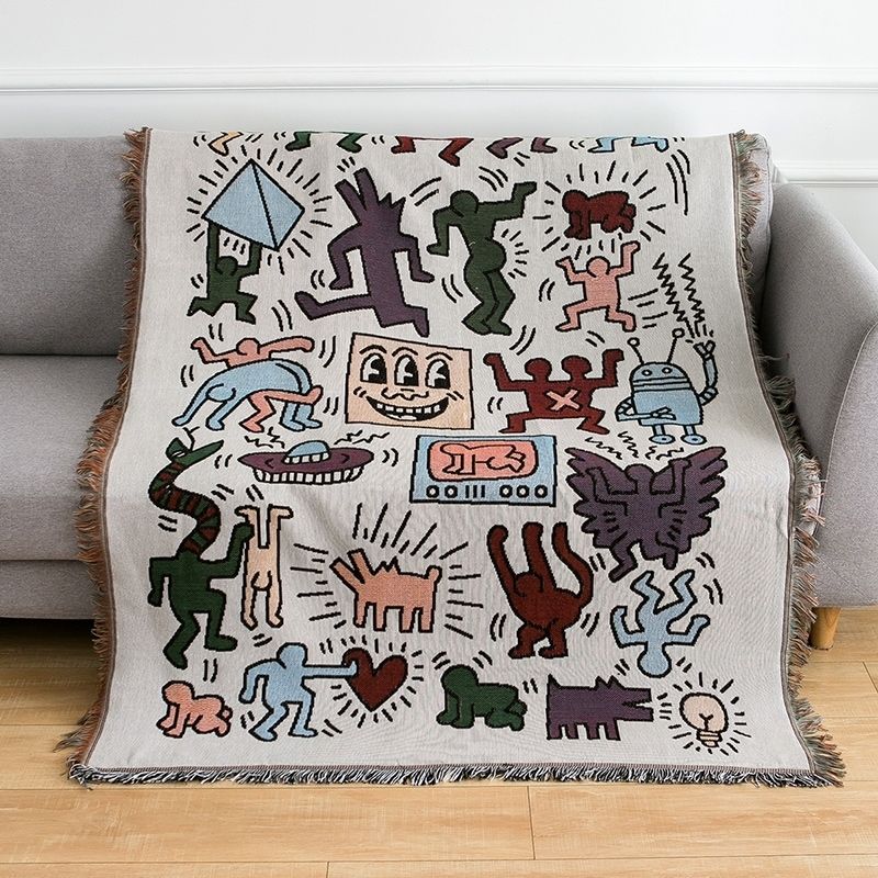 Keith Haring Jigsaw Puzzle Throw Blanket For Cozy Room Decor