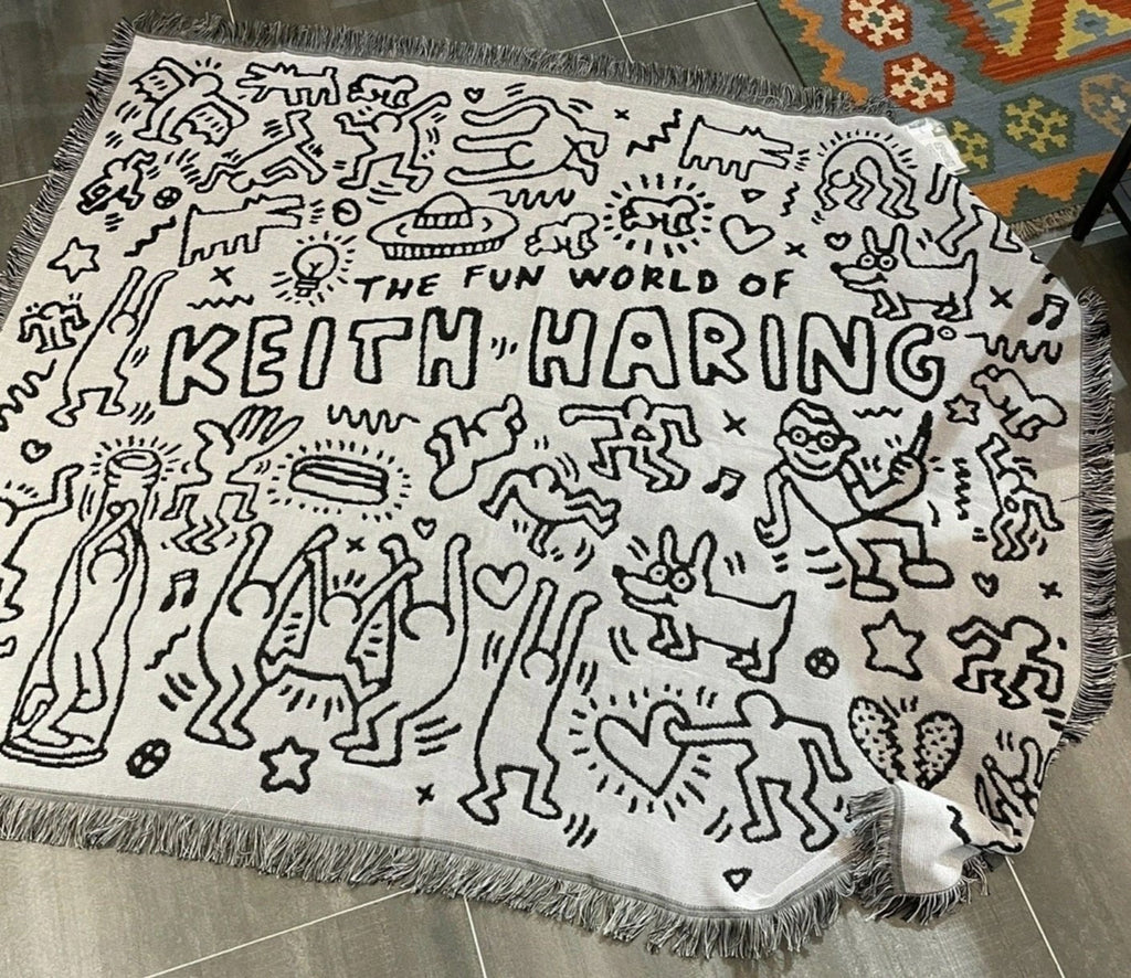 Keith Haring Jigsaw Puzzle Throw Blanket For Cozy Room Decor