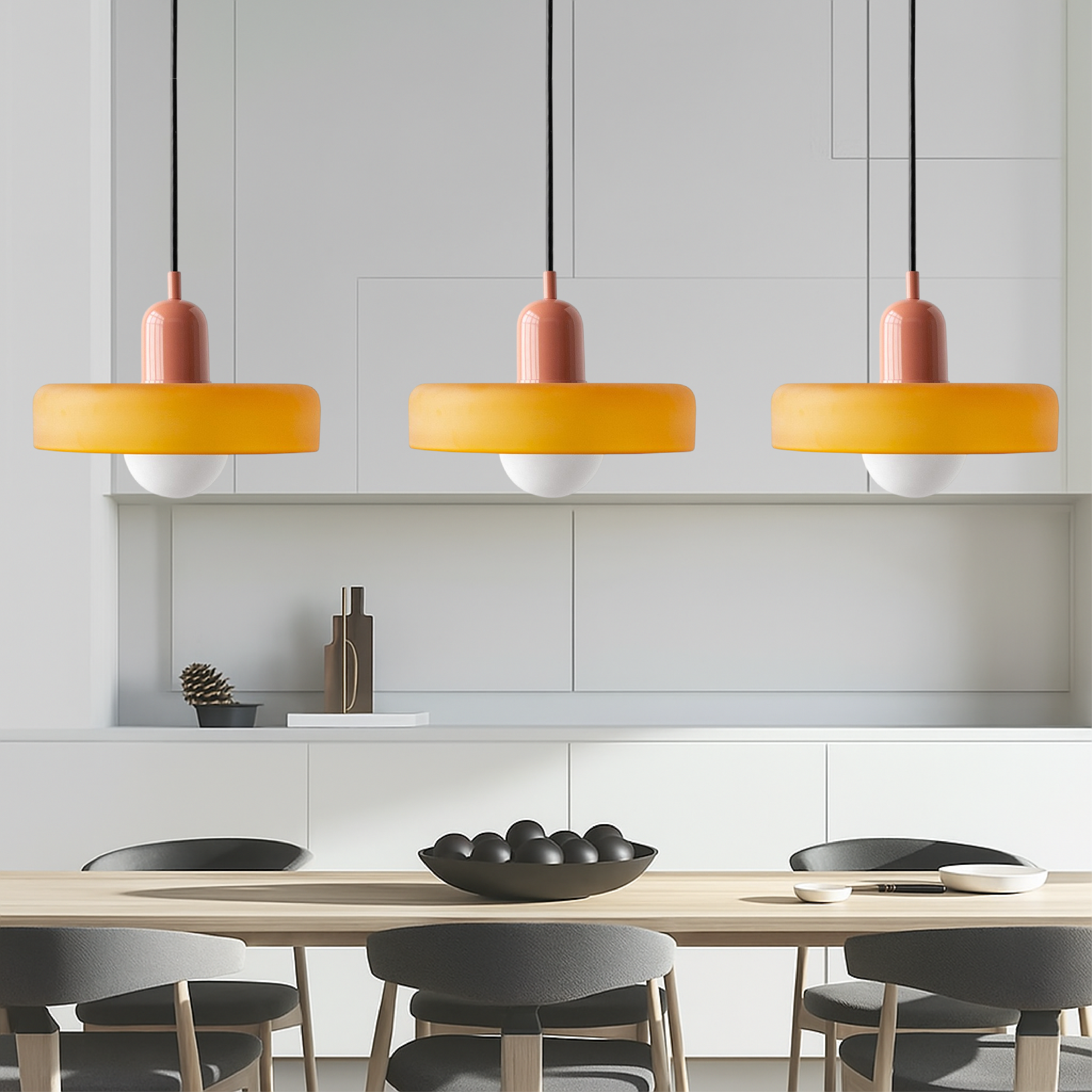 3-light Bauhaus pendant lamp glass G9 warm white dining room lighting modern design ceiling lamp colored glass