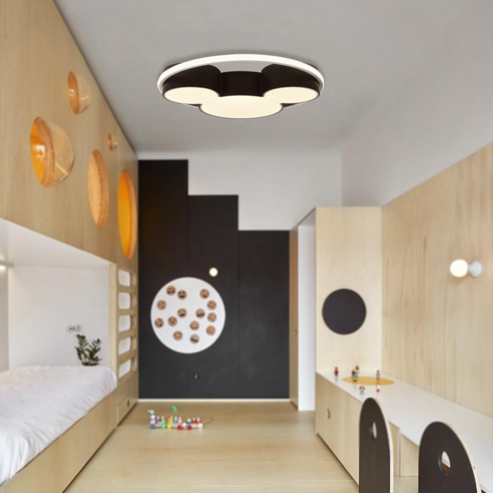 Kids Room Ceiling Light Dimmable LED Remote Black And White 45 Or 52 CM Mouse Design