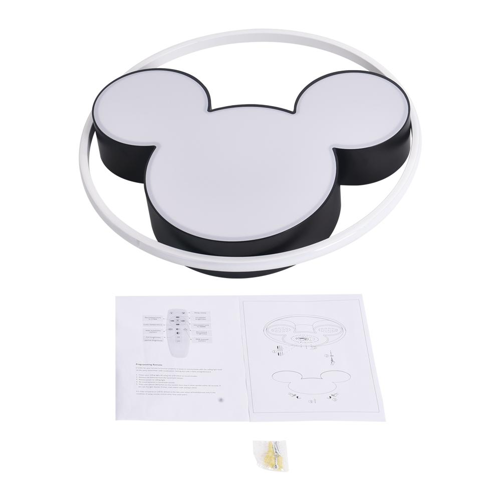 Kids Room Ceiling Light Dimmable LED Remote Black And White 45 Or 52 CM Mouse Design