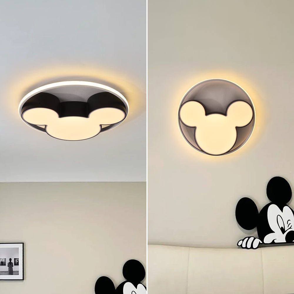 Kids Room Ceiling Light Dimmable LED Remote Black And White 45 Or 52 CM Mouse Design