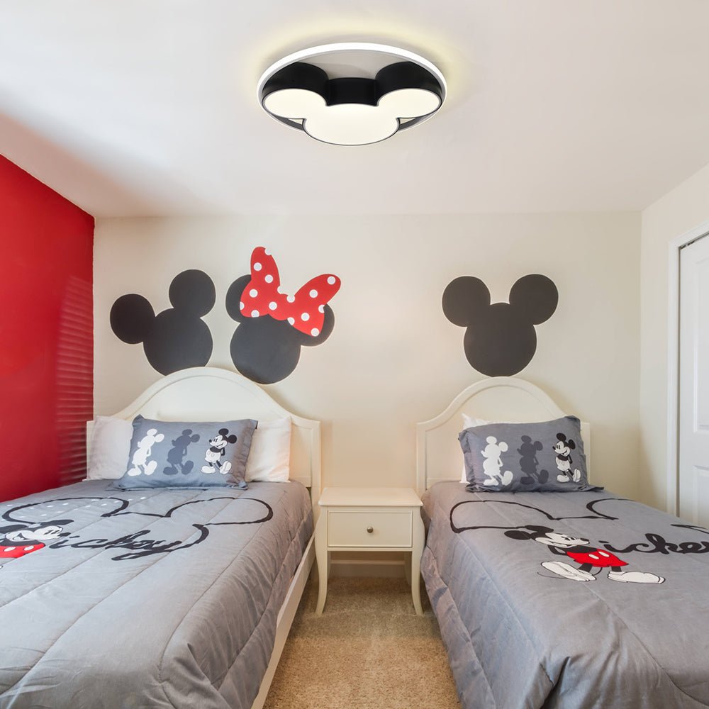 Kids Room Ceiling Light Dimmable LED Remote Black And White 45 Or 52 CM Mouse Design