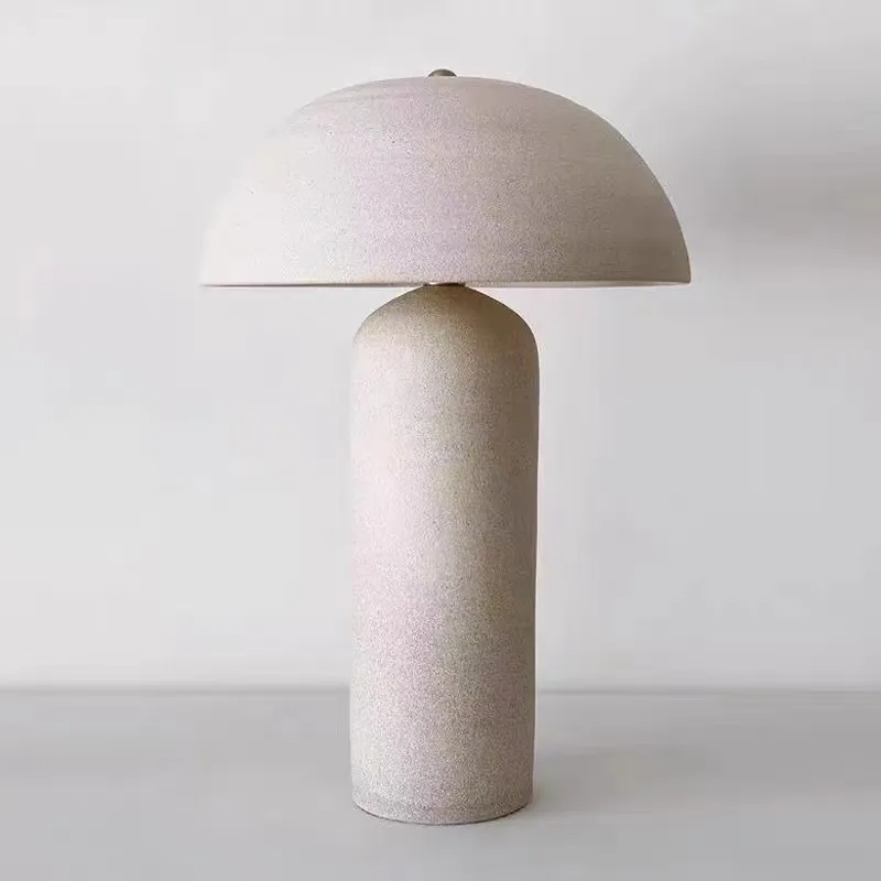 Aurora Mushroom Antique Table Lamp With Fabric Shade