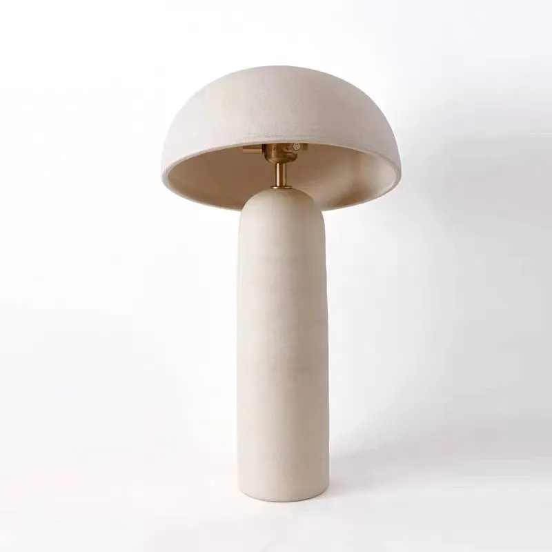 Aurora Mushroom Antique Table Lamp With Fabric Shade