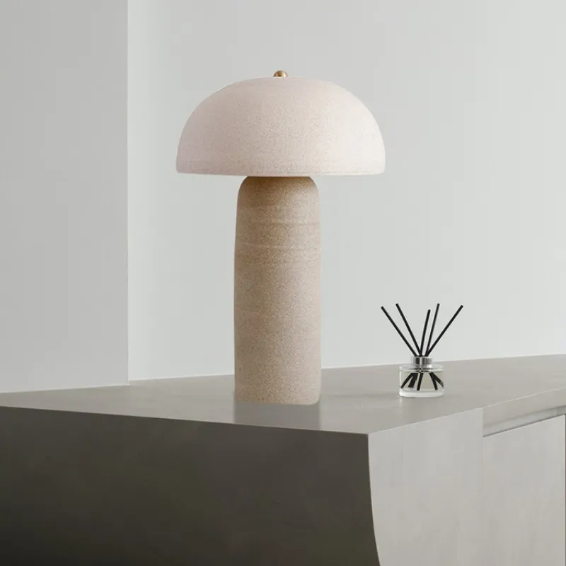 Aurora Mushroom Antique Table Lamp With Fabric Shade