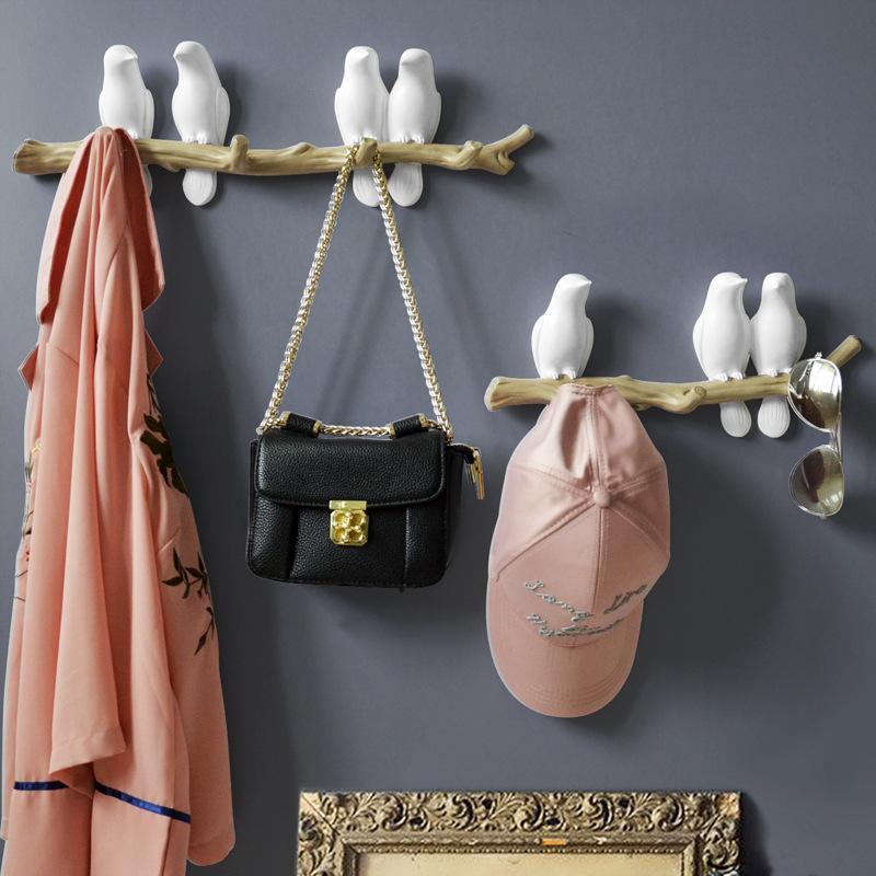 Lovely Birds Wall Coat Hook Decor With Birds On Branch Design