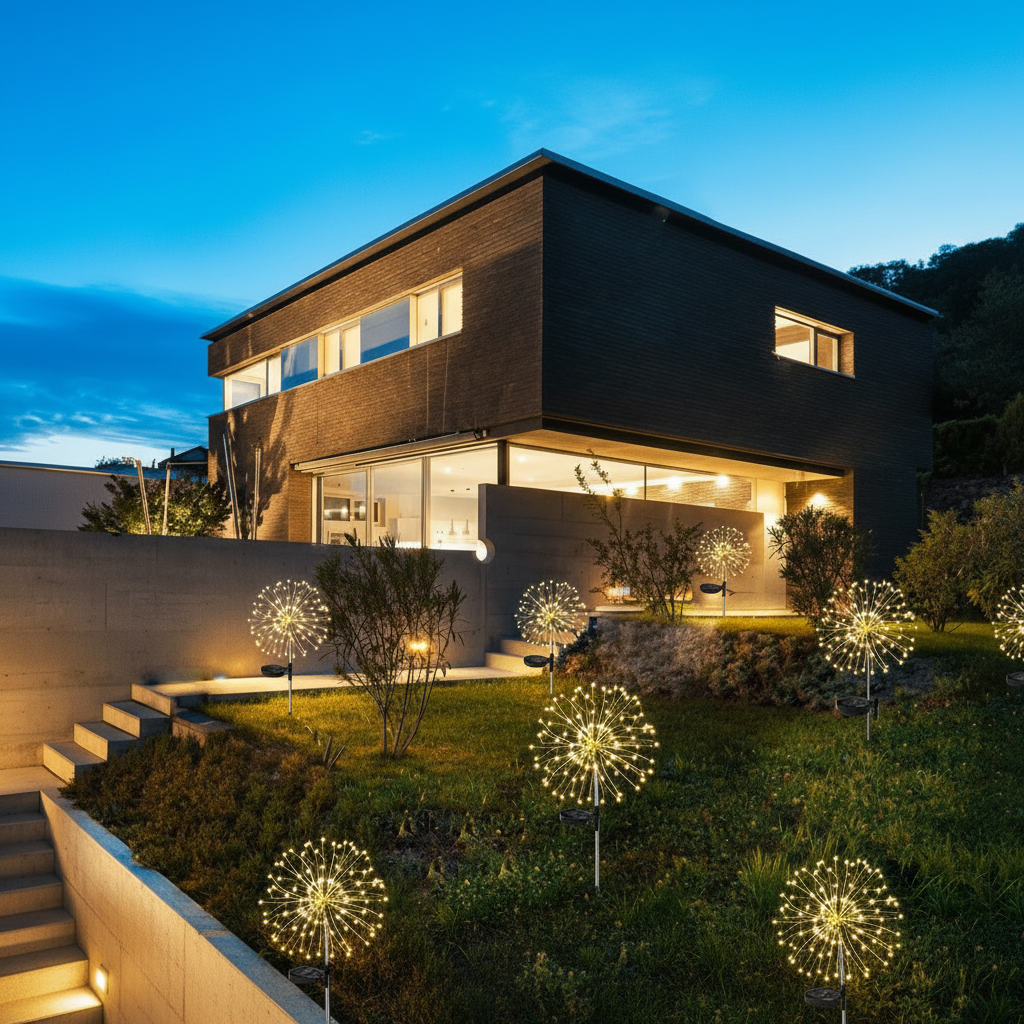 Solar-Gartenlampe mit eleganten LED-Feuerwerkslichtern für den Außenbereich IP65 Solarbetrieben
