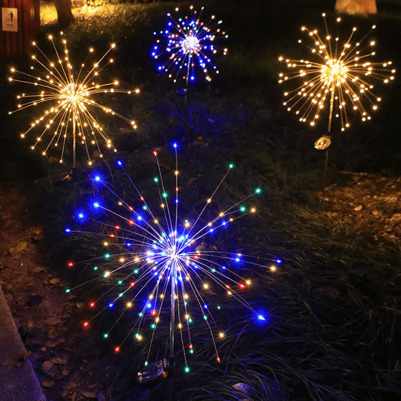 Solar-Gartenlampe mit eleganten LED-Feuerwerkslichtern für den Außenbereich IP65 Solarbetrieben