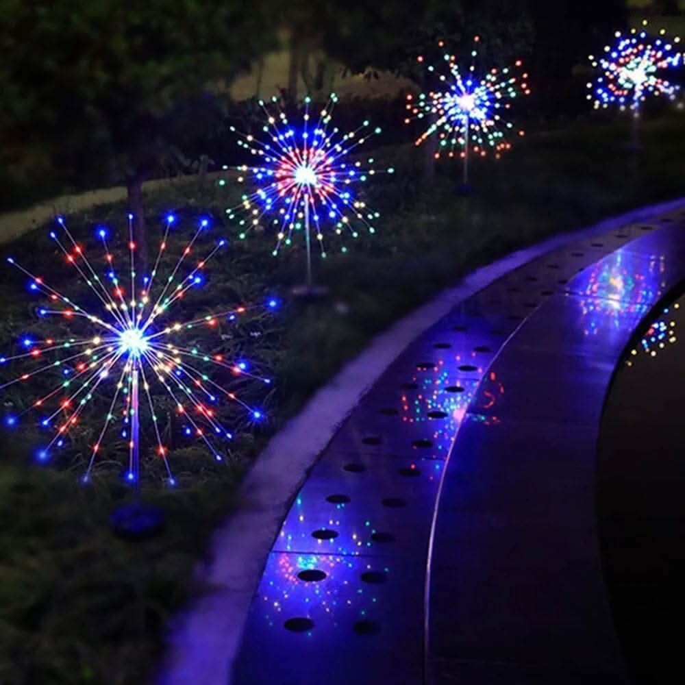 Solar-Gartenlampe mit eleganten LED-Feuerwerkslichtern für den Außenbereich IP65 Solarbetrieben