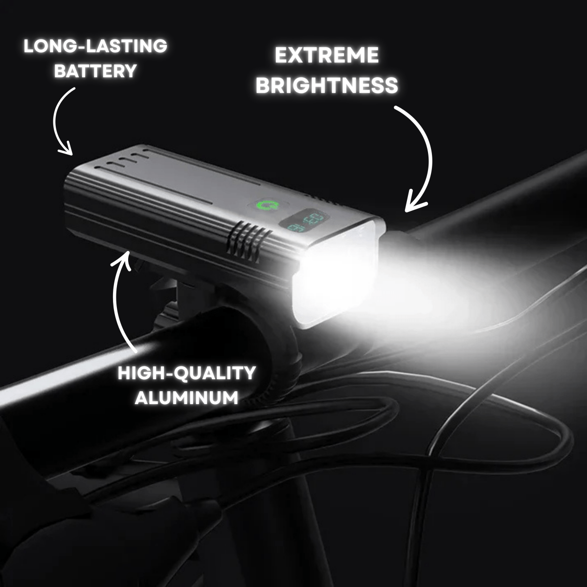 ROADGLOW X Polkupyörän valo 12 LEDiä 5000 lumenia USB-C ladattava akku