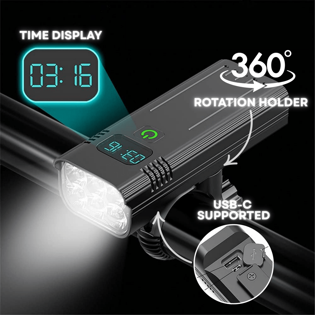 ROADGLOW X Polkupyörän valo 12 LEDiä 5000 lumenia USB-C ladattava akku