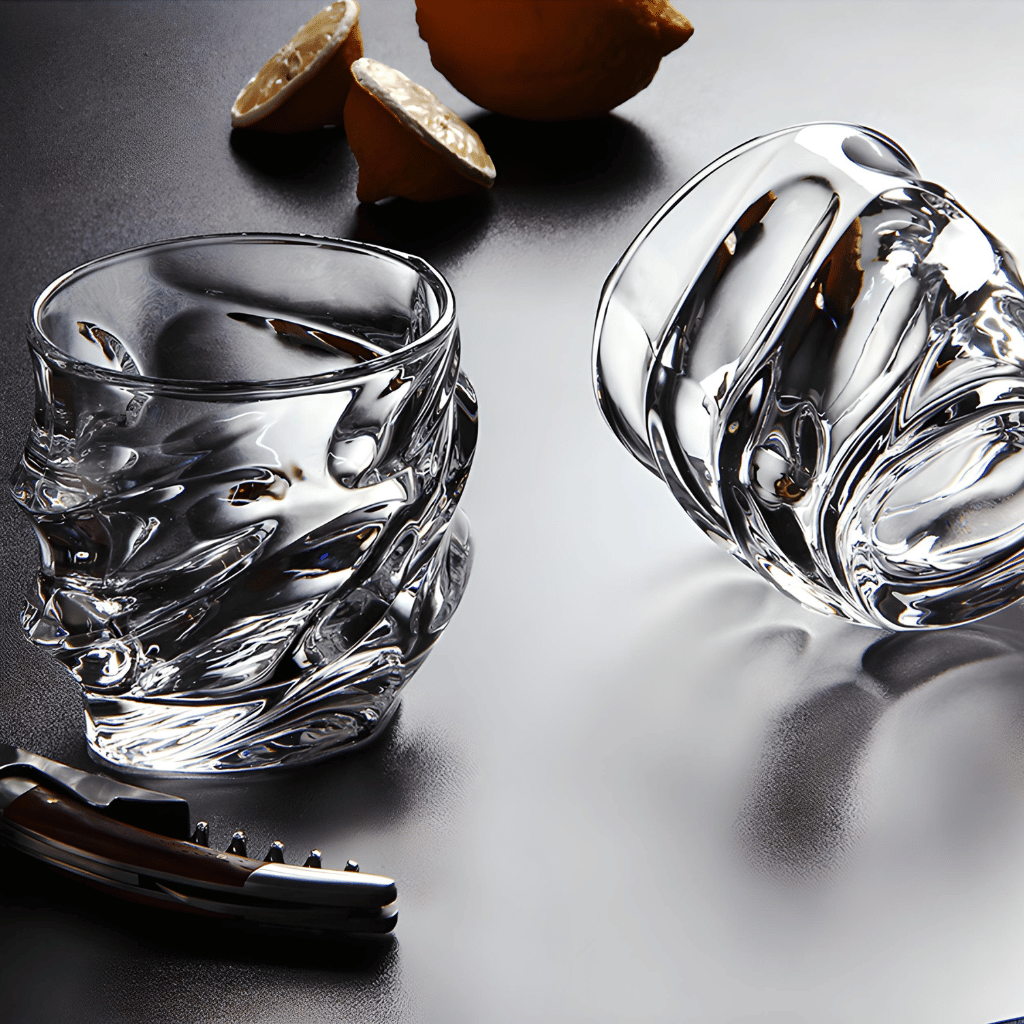 Whisky Glass With Tornado Shape, 300ml, Handmade Spiral Japanese Design