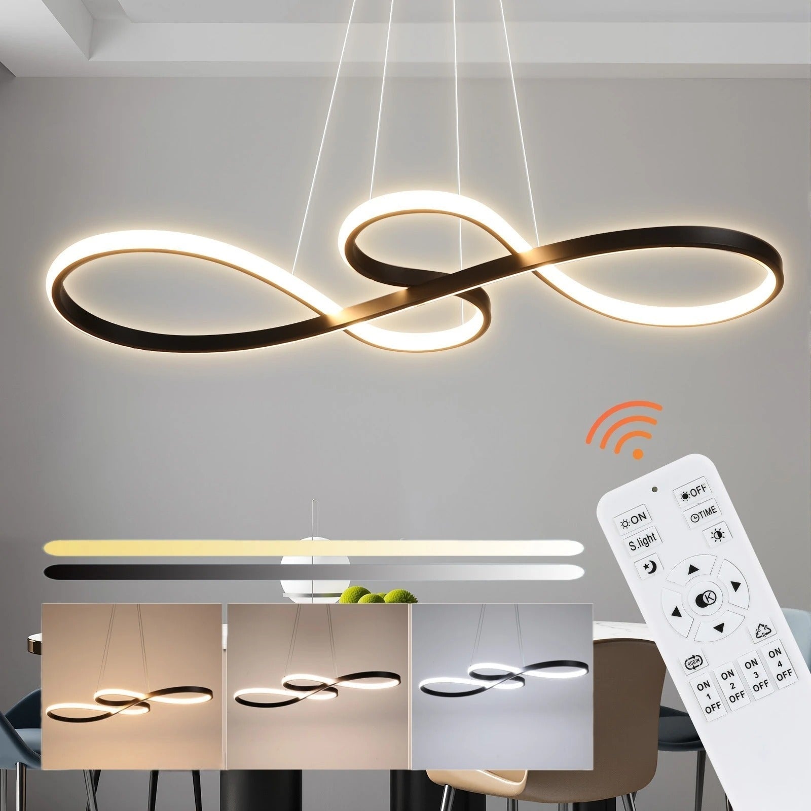 Alumínium LED gyűrű alakú függeszték lámpa, távirányítóval állítható fényerővel, modern étkezői lámpa
