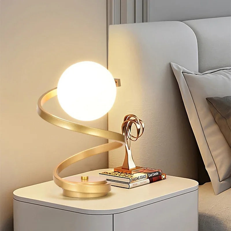 LuminaSpire Spiral LED Modern Table Lamp Near Cozy Corners