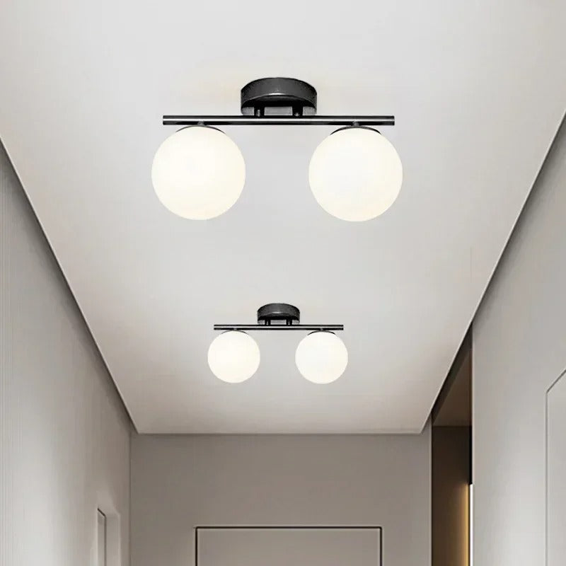 Nordic LED Glow Glass Ceiling Fixture With White Sphere
