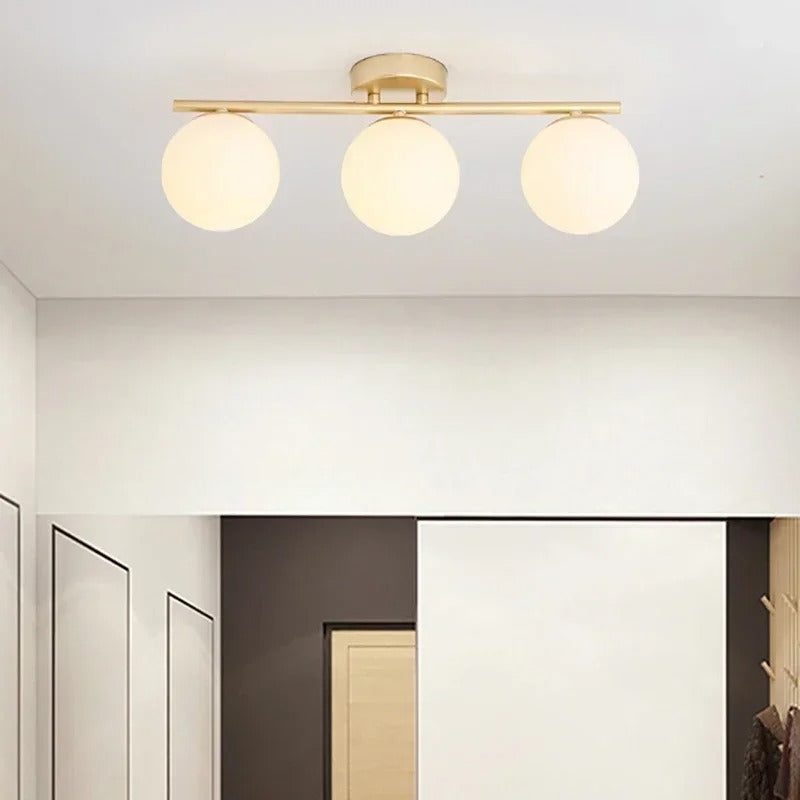 Nordic LED Glow Glass Ceiling Fixture With White Sphere