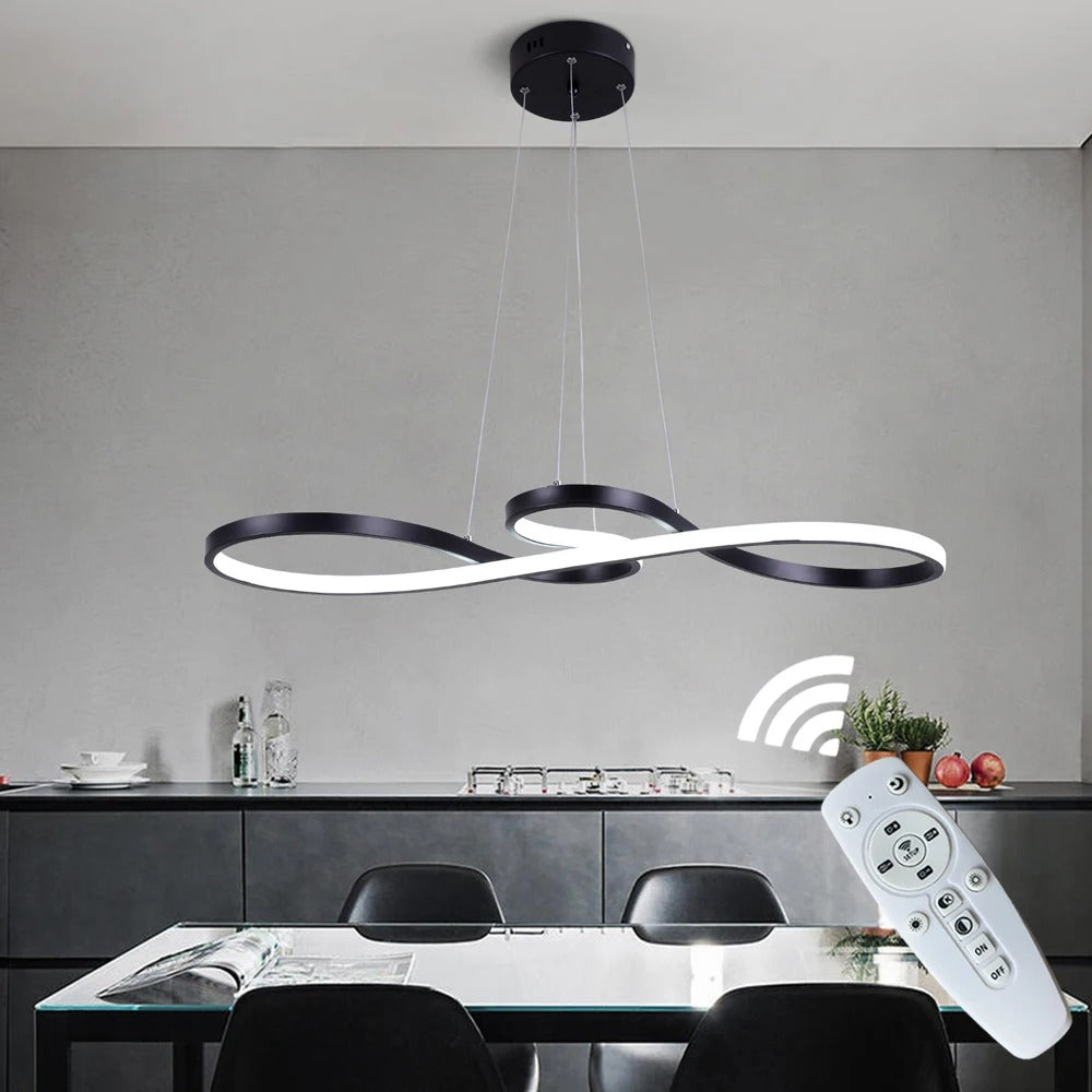 Alumínium LED gyűrű alakú függeszték lámpa, távirányítóval állítható fényerővel, modern étkezői lámpa
