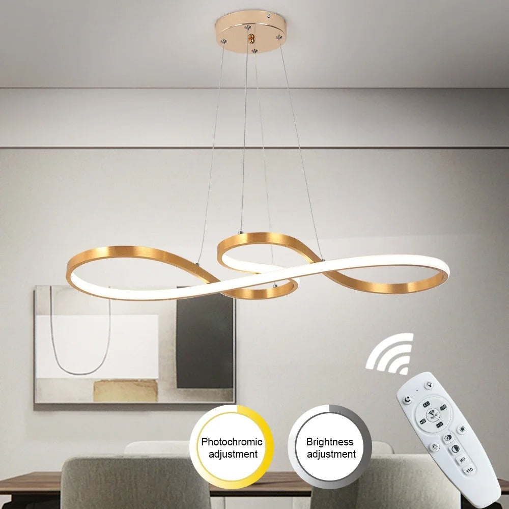 Alumínium LED gyűrű alakú függeszték lámpa, távirányítóval állítható fényerővel, modern étkezői lámpa