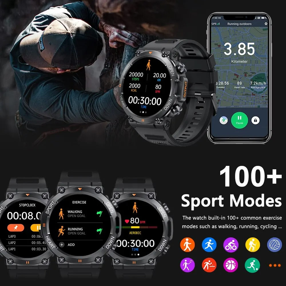 Titan Uknuselig Tactical Smartwatch med Langtidsholdbart Batteri