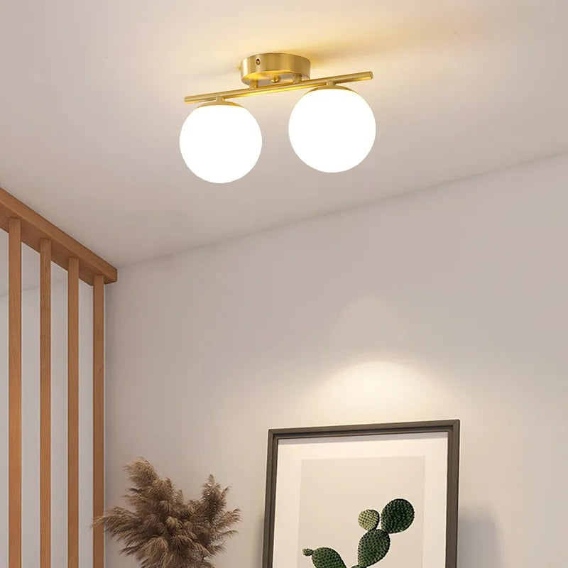 Nordic LED Glow Glass Ceiling Fixture With White Sphere