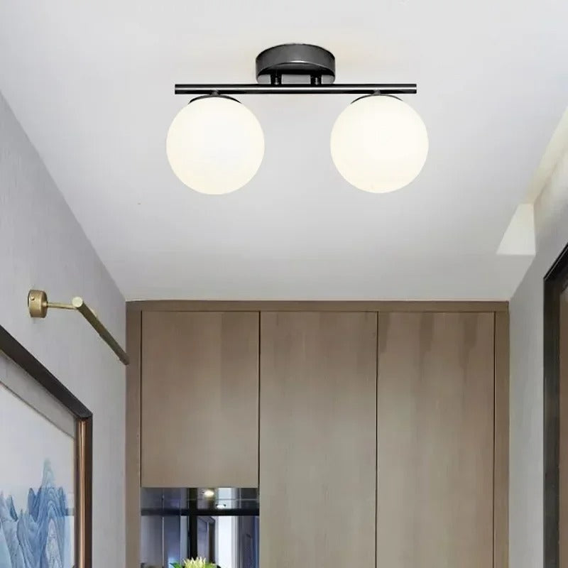 Nordic LED Glow Glass Ceiling Fixture With White Sphere