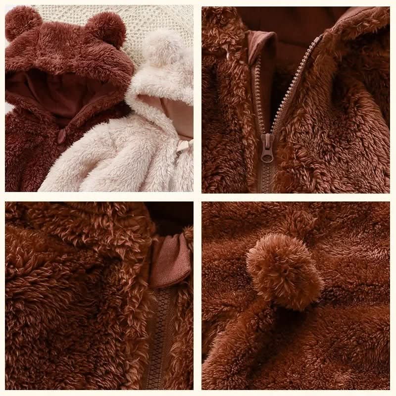 SnuggleNest Flannel Romper For Babies, Fluffy Winter Romper