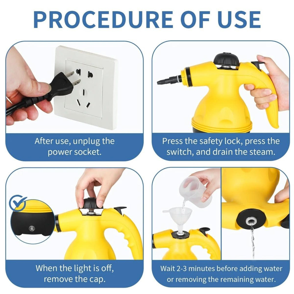 Chemical-Free Steam Cleaner With Eight Attachments For Household, Clothes And Windows