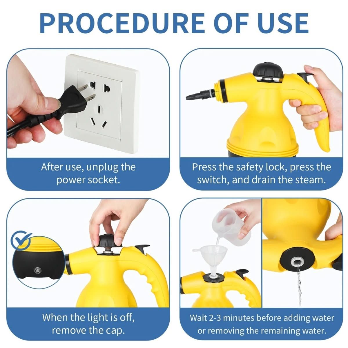 Chemical-Free Steam Cleaner With Eight Attachments For Household, Clothes And Windows