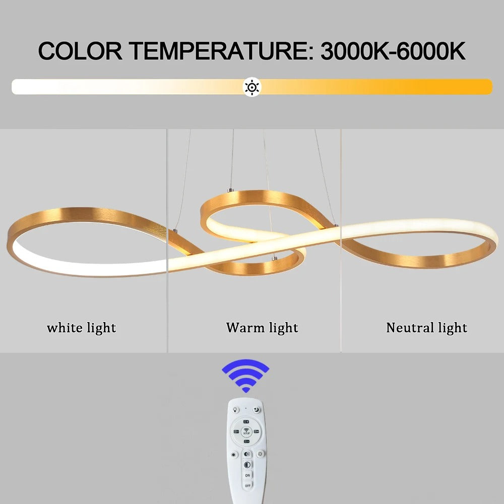 Alumínium LED gyűrű alakú függeszték lámpa, távirányítóval állítható fényerővel, modern étkezői lámpa