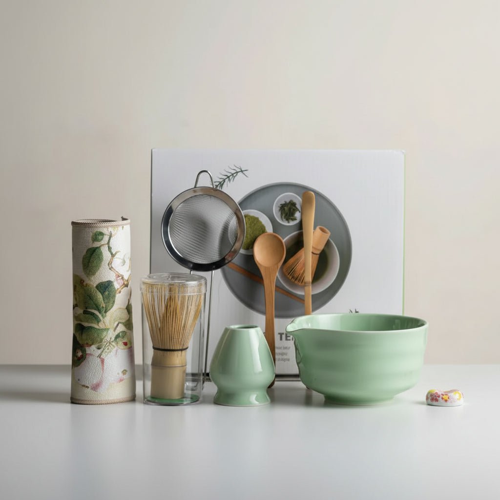 MATCHÉRA Complete Matcha Kit, 8 Piece Set With Sakura Bowl And Bamboo Whisk