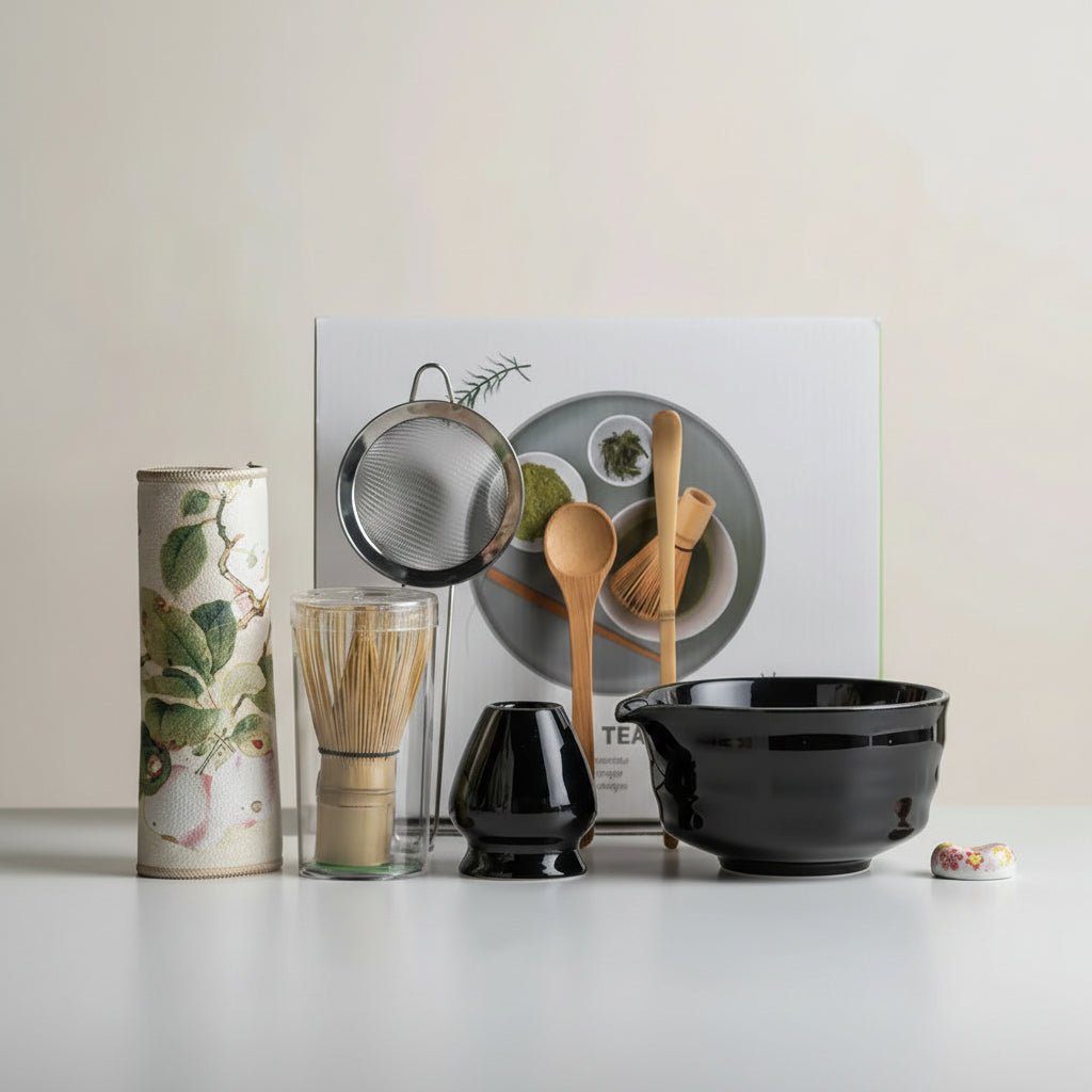MATCHÉRA Complete Matcha Kit, 8 Piece Set With Sakura Bowl And Bamboo Whisk