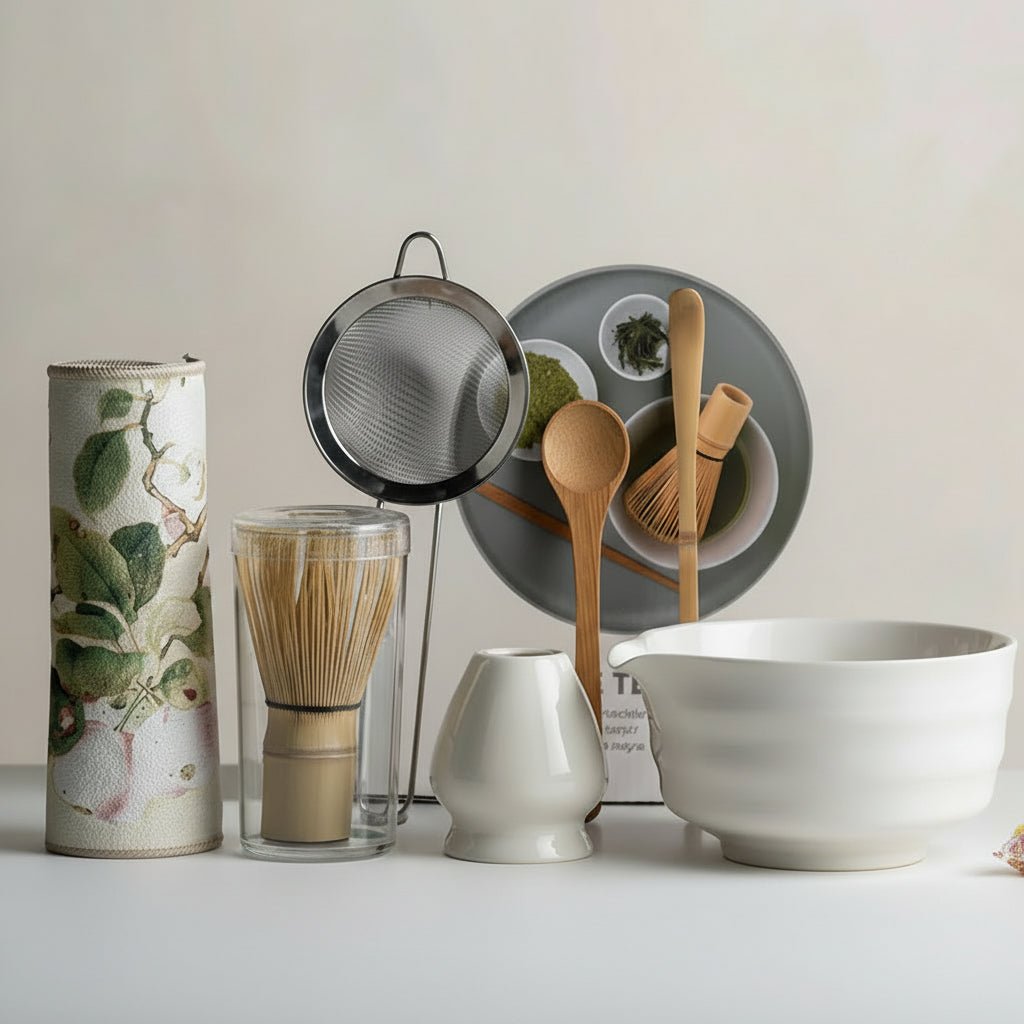 MATCHÉRA Complete Matcha Kit, 8 Piece Set With Sakura Bowl And Bamboo Whisk