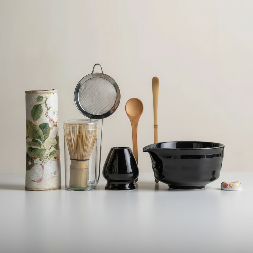 MATCHÉRA Complete Matcha Kit, 8 Piece Set With Sakura Bowl And Bamboo Whisk