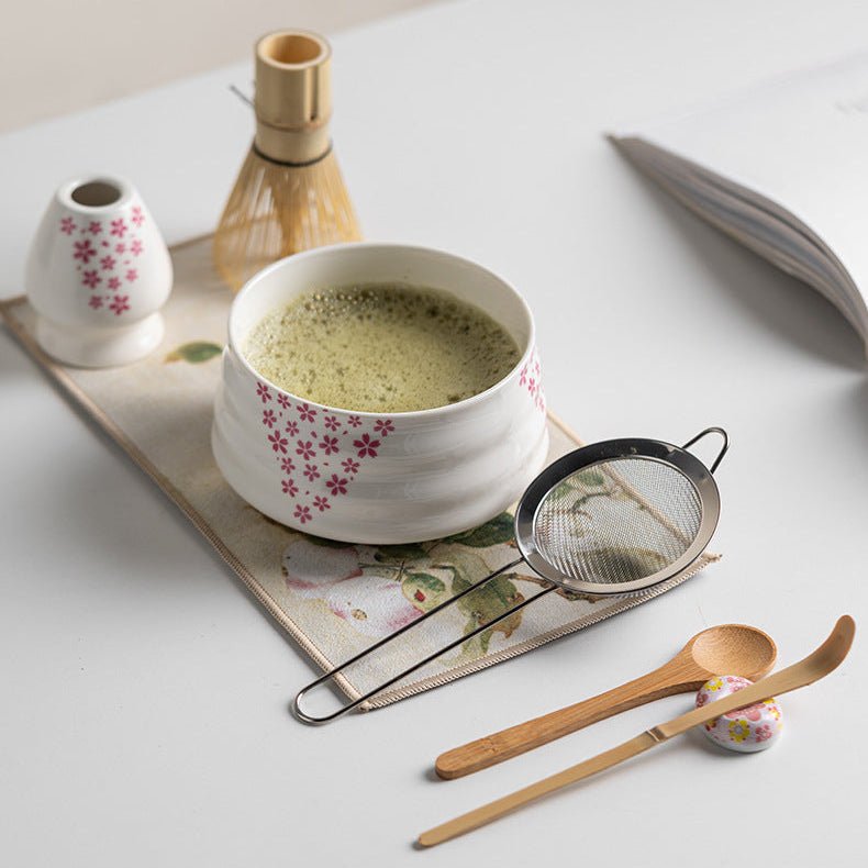 MATCHÉRA Complete Matcha Kit, 8 Piece Set With Sakura Bowl And Bamboo Whisk