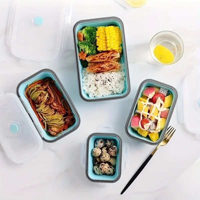 Contenants de préparation de repas pliables en silicone MEALSTACK pour économiser de l'espace
