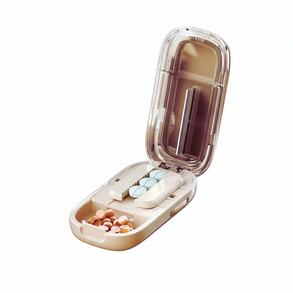 Medicut Pill Cutter Featuring Hidden Storage Compartment