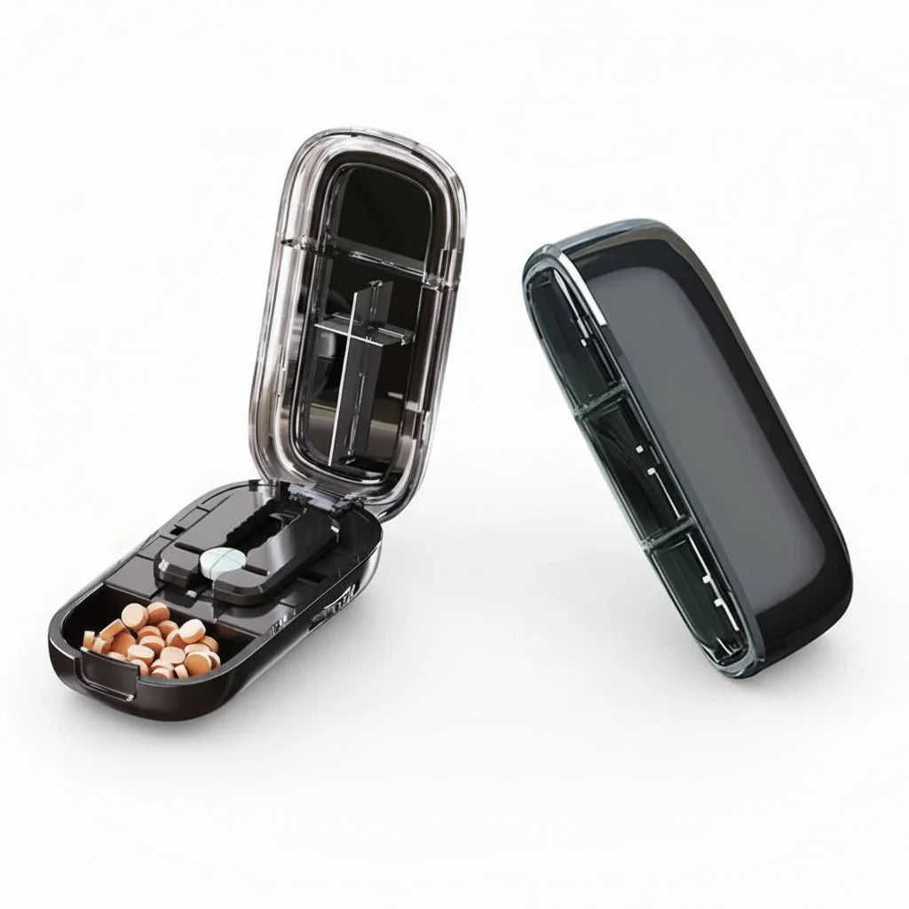 Medicut Pill Cutter Featuring Hidden Storage Compartment