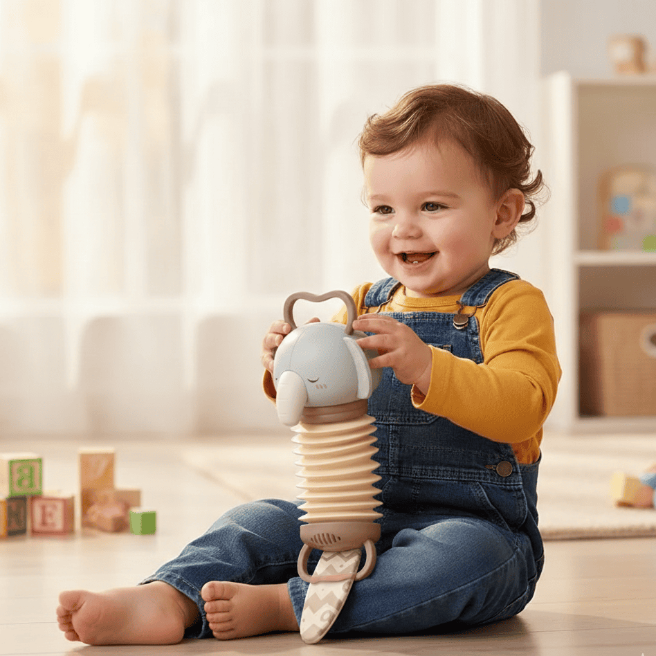 MELOBEAN 2-In-1 Baby Accordion and Rattle for Sensory Play