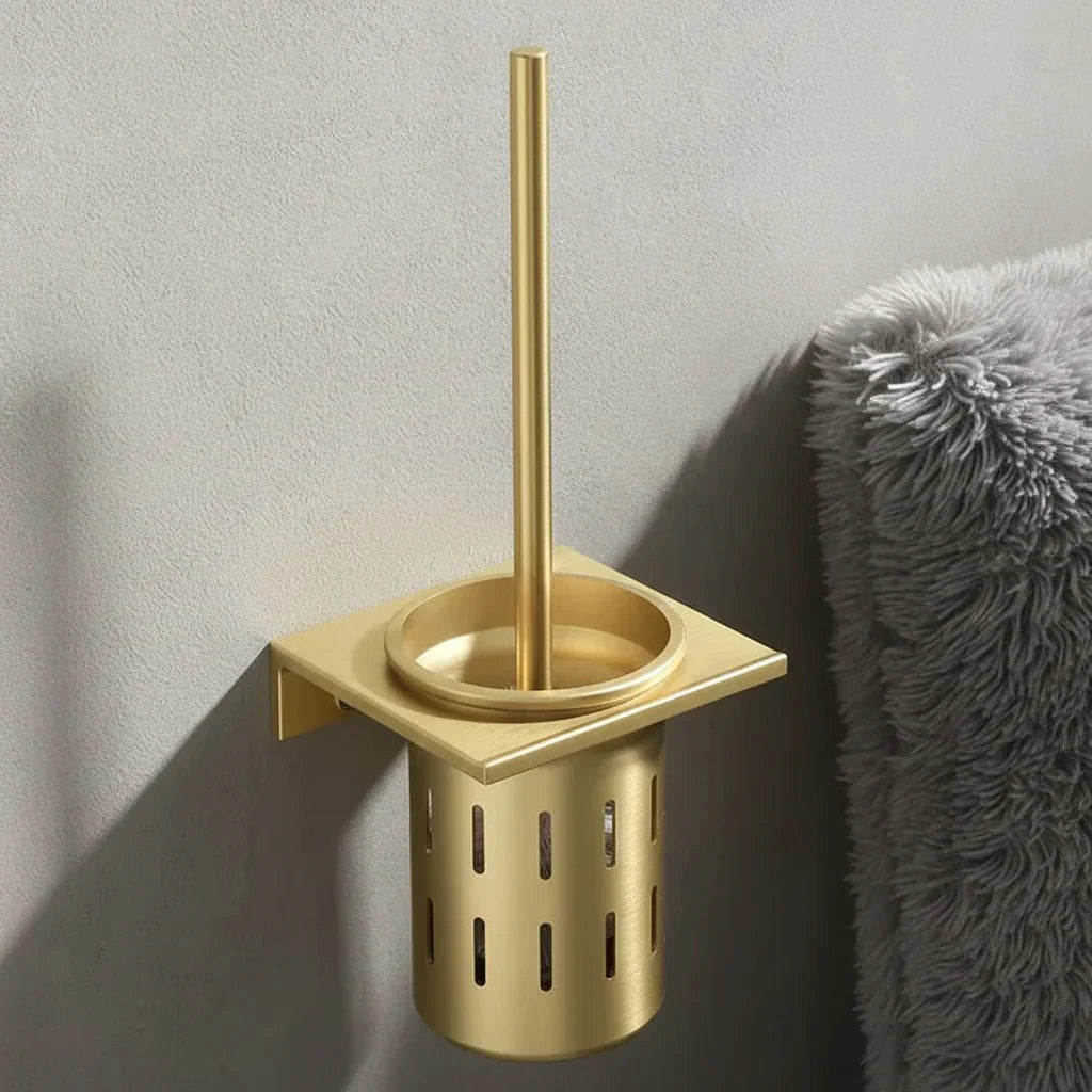 Sada toaletního kartáče Metallux Loo na stěnu v kartáčovaném zlatě