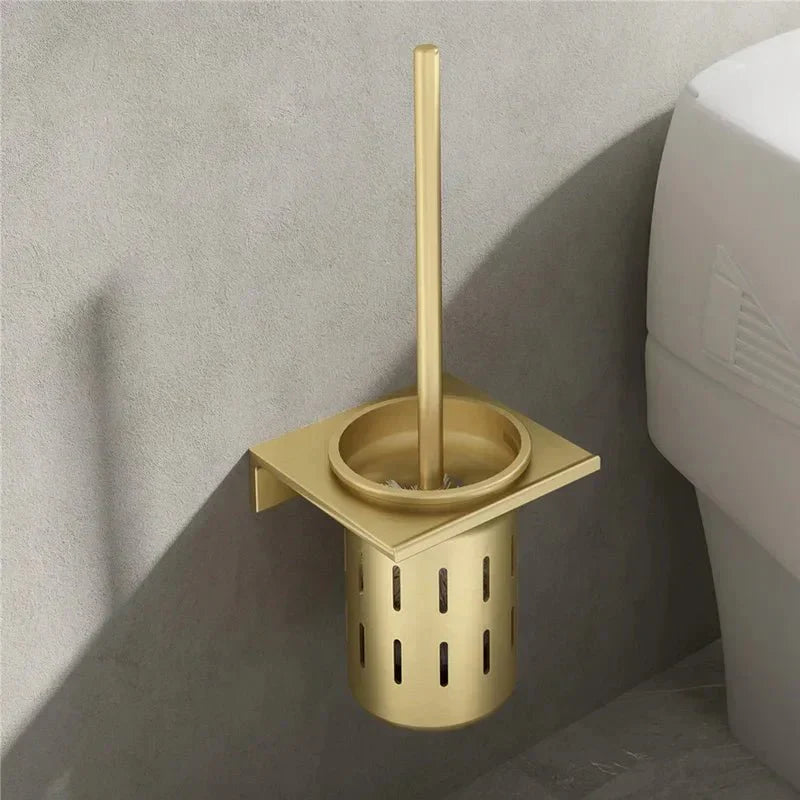 Sada toaletního kartáče Metallux Loo na stěnu v kartáčovaném zlatě