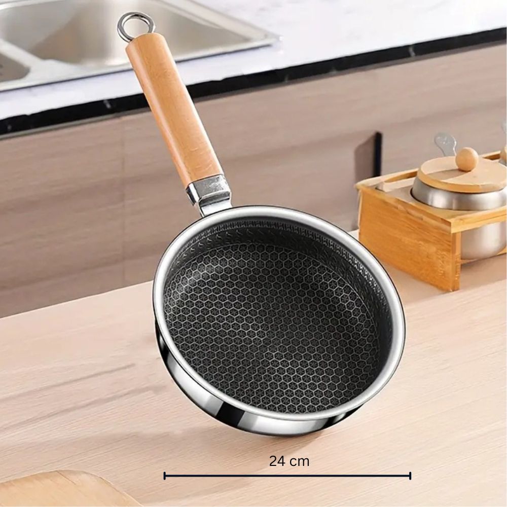 Padella in acciaio inox antiaderente METALZEN con controllo della presa bilanciato