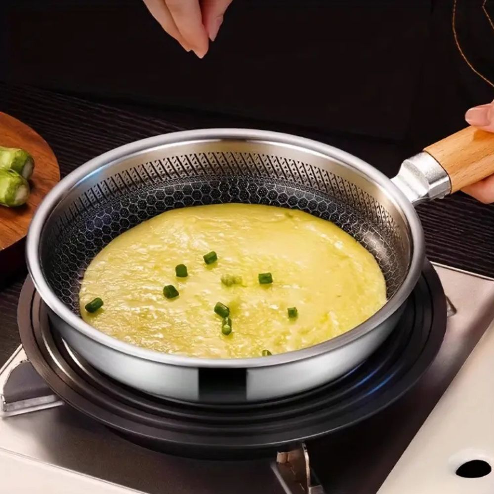 Padella in acciaio inox antiaderente METALZEN con controllo della presa bilanciato