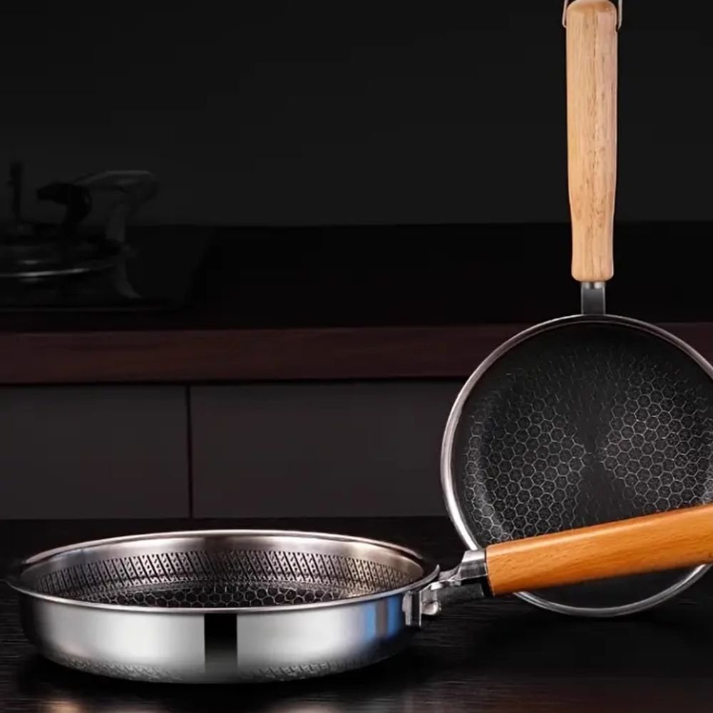 Padella in acciaio inox antiaderente METALZEN con controllo della presa bilanciato